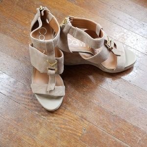 Calvin Klein Suede Nude Wedges